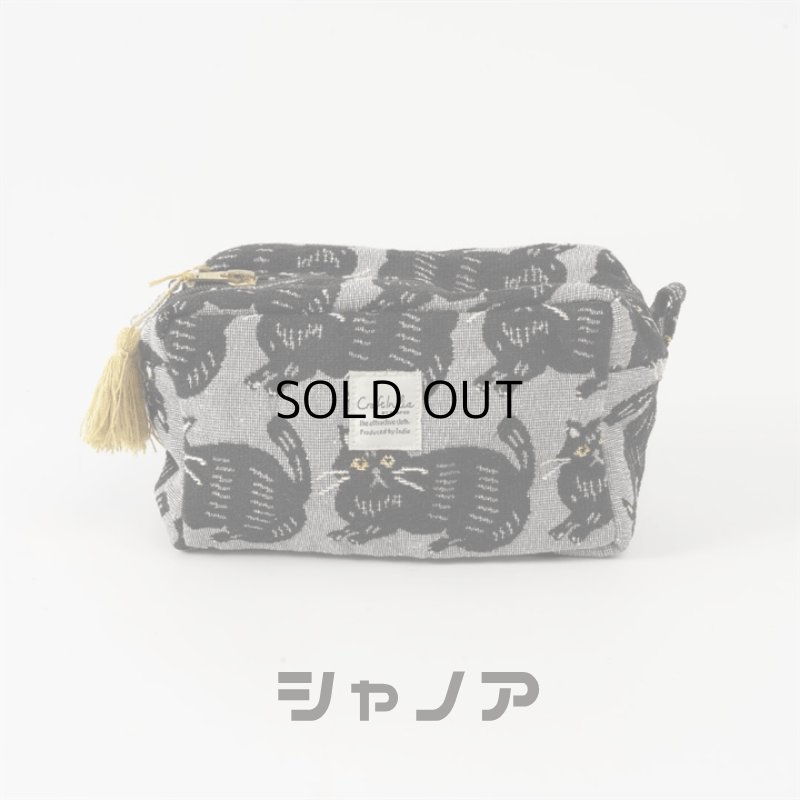 Craft India / クラフトインディア】ジャガード,ポーチ cat(シャノア