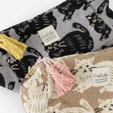 画像4: 【Craft India / クラフトインディア】ジャガードポーチ cat｜２種類から選べる♪ シャノア/ペルレ｜猫ネコねこキャット (4)