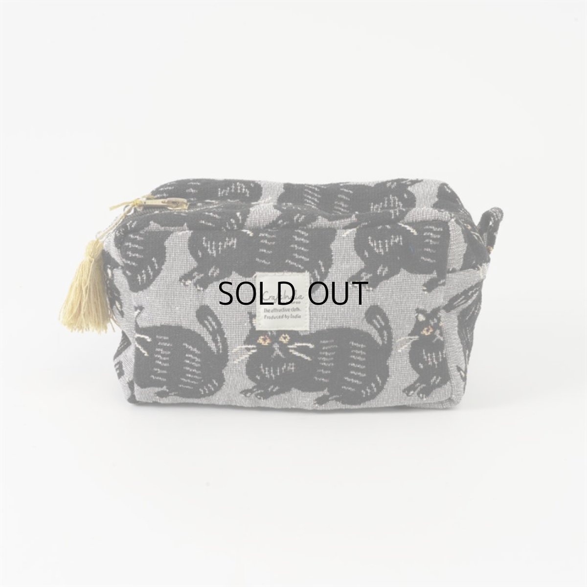 画像5: 【Craft India / クラフトインディア】ジャガードポーチ cat｜２種類から選べる♪ シャノア/ペルレ｜猫ネコねこキャット (5)