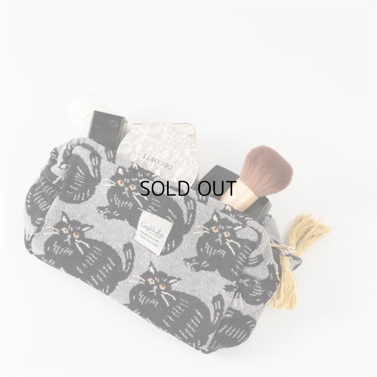 画像7: 【Craft India / クラフトインディア】ジャガードポーチ cat｜２種類から選べる♪ シャノア/ペルレ｜猫ネコねこキャット (7)