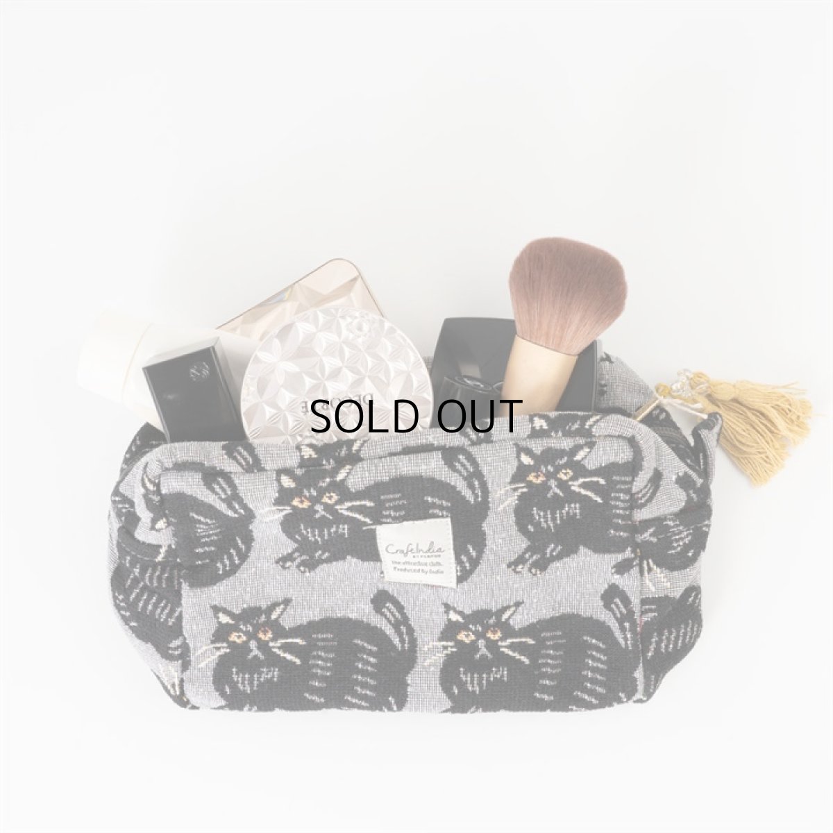 画像8: 【Craft India / クラフトインディア】ジャガードポーチ cat｜２種類から選べる♪ シャノア/ペルレ｜猫ネコねこキャット (8)