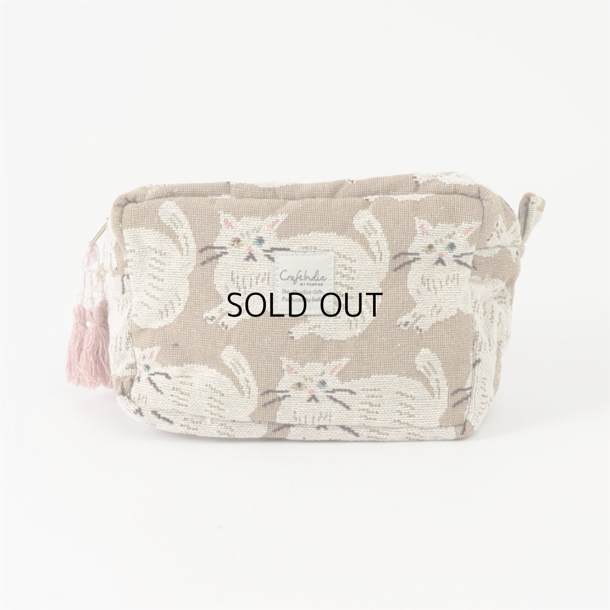 画像12: 【Craft India / クラフトインディア】ジャガードポーチ cat｜２種類から選べる♪ シャノア/ペルレ｜猫ネコねこキャット (12)