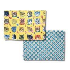 画像2: ナタリー・レテ / Nathalie Lete｜Double layer Blanket Cats-YE　ふわふわダブルレイヤーブランケット キャッツ・イエロー｜ねこ猫ネコキャットcat (2)