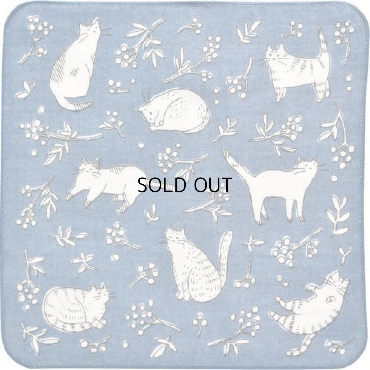 画像2: 【HUMMING／ハミング】職人さん手作り！ガーゼとパイルのタオルハンカチ｜日本製｜ふんわり柔らか｜猫総柄｜青｜TOWEL HANDKERCHIEF ANIMAL (2)