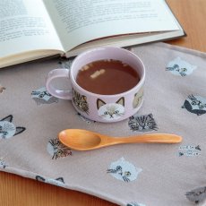 画像2: 【I LOVE CAT! / アイラブキャット】 スープマグカップ スプーン付 約300ml｜３種類から選べるカラー♪ PKピンク/LAラベンダー/SEセージグリーン｜猫ネコcat (2)