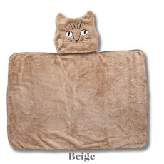 画像5: 【松尾ミユキ】Matsuo Miyuki Cat Face Blanket｜ネコ顔ブランケット｜選べる4種類♪Beige/白ブチIvory/ハチワレDark Gray/Light Gray｜猫ねこcatキャット (5)
