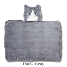 画像3: 【松尾ミユキ】Matsuo Miyuki Cat Face Blanket｜ネコ顔ブランケット｜選べる4種類♪Beige/白ブチIvory/ハチワレDark Gray/Light Gray｜猫ねこcatキャット (3)