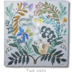 画像3: 【松尾ミユキ / Matsuo Miyuki】Handkerchief Two cats｜ ハンカチーフ 2キャッツ ｜ 猫ネコcat (3)