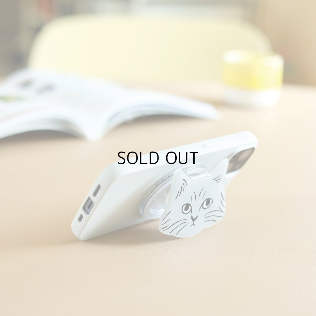 画像5: 【松尾ミユキ / Matsuo Miyuki】Phone grip　スマホグリップ　「Pepper」｜スマホリング携帯電話アクセサリー・スマホスタンド｜落下防止・片手操作・安定化・手ブレ軽減・指楽負担軽減｜ねこ猫ネコcat (5)