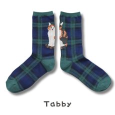 画像4: 【松尾ミユキ / Matsuo Miyuki】Check Socks Tabby｜ チェック靴下｜４種類から選べる Tabby/Hacu/Stripe/Ruru｜くつ下 くつした ソックス 猫ネコcat (4)