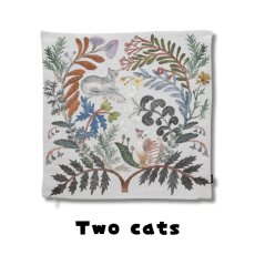 画像1: 【松尾ミユキ / Matsuo Miyuki】Cushion cover 「Two cats」｜クッションカバー｜ねこ猫ネコcat (1)