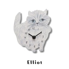 画像1: 【松尾ミユキ / Matsuo Miyuki】Diecut clock Elliot｜ダイカット掛け時計 Elliot｜猫ねこネコcat (1)