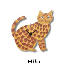 画像1: 【松尾ミユキ / Matsuo Miyuki】Diecut clock Milo｜ダイカット掛け時計 Milo｜猫ねこネコcat (1)
