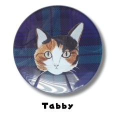 画像2: 【松尾ミユキ / Matsuo Miyuki】＼４枚セット／ Glass plate 12cm｜4枚セット ガラスプレート【 12cm  】チェック 丸皿（小12cm）｜Ruru / Stripe / Hacu / Tabby｜ねこ猫ネコcat (2)