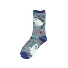 画像1: 【松尾ミユキ / Matsuo Miyuki】Socks Cat&Flower｜ 靴下 ねことお花｜くつ下 くつした ソックス｜猫ネコcat (1)