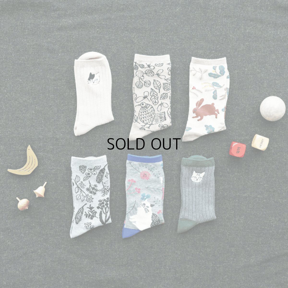 画像2: 【松尾ミユキ / Matsuo Miyuki】Socks Cat&Flower｜ 靴下 ねことお花｜くつ下 くつした ソックス｜猫ネコcat (2)