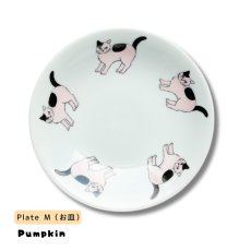 画像13: 【松尾ミユキ / Matsuo Miyuki】＼２点セット／お皿（M）とお茶碗セット｜Plate（M） & Bowl｜4種類から選べる  Pumpkin / Noisettes / Pepper / Chloe｜猫5匹とお花の白丸皿（M） ＆ねことお花のお茶碗｜ネコcat (13)