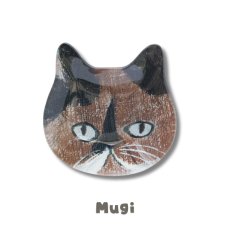 画像8: 【松尾ミユキ / Matsuo Miyuki】ねこ顔 ガラス フラット プレートお皿｜Cat face glass flat plate｜選べる４種類♪ Maron/Lin/Mugi/Leo｜猫ネコcat (8)