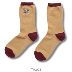 画像4: 【松尾ミユキ / Matsuo Miyuki】Wool blend EMB'D-cat ウールブレンドねこ刺繍ソックス 靴下 くつ下｜４種類から選べる Maron/Lin/Mugi/Leo｜猫ネコcat (4)