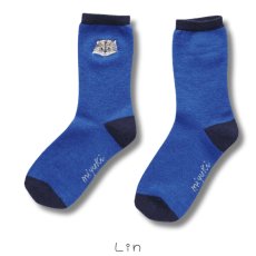 画像2: 【松尾ミユキ / Matsuo Miyuki】Wool blend EMB'D-cat ウールブレンドねこ刺繍ソックス 靴下 くつ下｜４種類から選べる Maron/Lin/Mugi/Leo｜猫ネコcat (2)