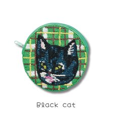 画像6: ナタリー・レテ / Nathalie Lete｜Beads pouch　ラウンドビーズポーチ｜φ12cm インド製 総ビーズ刺繍｜4種類から選べる Maya / Gray cat / Blue eye / Black cat｜ねこ猫ネコキャットcat (6)