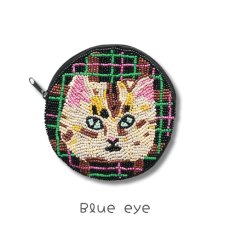 画像8: ナタリー・レテ / Nathalie Lete｜Beads pouch　ラウンドビーズポーチ｜φ12cm インド製 総ビーズ刺繍｜4種類から選べる Maya / Gray cat / Blue eye / Black cat｜ねこ猫ネコキャットcat (8)