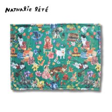 画像1: ナタリー・レテ / Nathalie Lete｜Boa Blanket Cats　もこもこボラブランケット キャッツ・緑グリーン｜ねこ猫ネコキャットcat (1)
