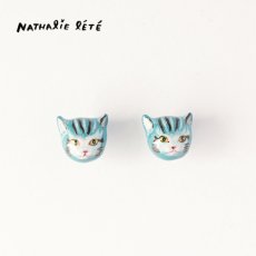 画像1: ナタリー・レテ / Nathalie Lete｜＼送料込み／Pierce Blue cat　ピアス　ブルーキャット｜ねこ猫ネコキャットcat (1)