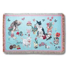 画像2: 【ナタリー・レテ / Nathalie Lete】Tapestry Rug Cats-Mint green｜タペストリーラグ ミントグリーン｜ねこ猫ネコキャットcat (2)