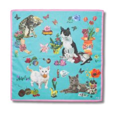 画像3: 【ナタリー・レテ / Nathalie Lete】Handkerchief Cats-Mint green｜ハンカチーフ ミントグリーン｜ねこ猫ネコキャットcat (3)