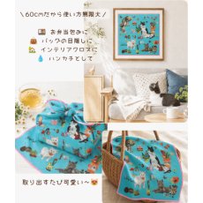 画像3: 【ナタリー・レテ / Nathalie Lete】Handkerchief Cats-Mint green｜ハンカチーフ ミントグリーン｜ねこ猫ネコキャットcat (3)