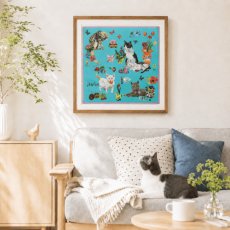 画像5: 【ナタリー・レテ / Nathalie Lete】Handkerchief Cats-Mint green｜ハンカチーフ ミントグリーン｜ねこ猫ネコキャットcat (5)