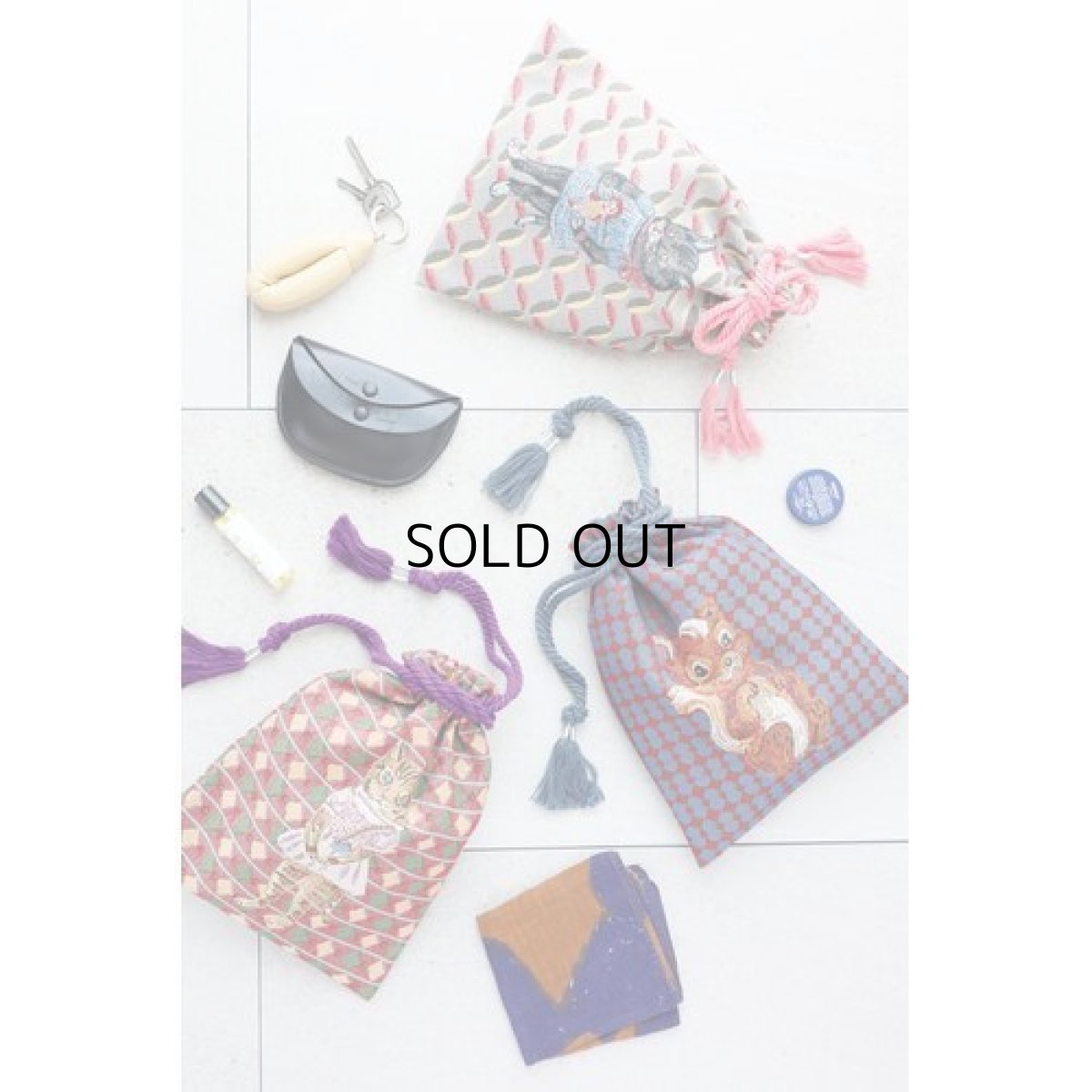 画像2: 【Nathalie Lete／ナタリー・レテ】Drawstring bag｜巾着バッグ｜猫×リボンデザイン｜Black cat｜女の子ネコ｜黒猫｜クロネコ｜動物柄巾着袋｜ (2)