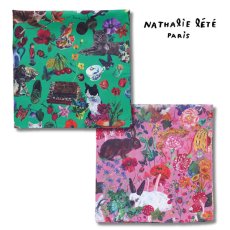 画像1: 【Nathalie Lete】Handkerchief｜ナタリー・レテ　ハンカチーフ｜2種類から選べる♪ Cats/Rabbits｜猫ねこネコ (1)