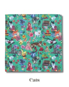 画像2: 【Nathalie Lete】Handkerchief｜ナタリー・レテ　ハンカチーフ｜2種類から選べる♪ Cats/Rabbits｜猫ねこネコ (2)