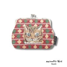 画像1: 【Nathalie Lete／ナタリー・レテ】がま口ポーチ｜Mini purse｜Maya｜女の子ネコ｜茶虎猫｜チャトラネコ｜キュートなミニポーチ｜がま口お財布 (1)