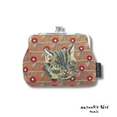 画像1: 【Nathalie Lete／ナタリー・レテ】がま口ポーチ｜Mini purse｜Tabby cat｜男の子ネコ｜キジ虎猫｜キジトラネコ｜キュートなミニポーチ｜がま口お財布 (1)