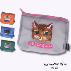 画像3: 【Nathalie Lete】Organdy Pouch｜ナタリー・レテ　透け感オーガンジーポーチ猫刺繍｜選べる4種類　Maya/Gray cat/Blue eye/Black cat｜猫ねこネコ (3)