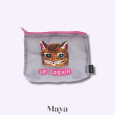 画像5: 【Nathalie Lete】Organdy Pouch｜ナタリー・レテ　透け感オーガンジーポーチ猫刺繍｜選べる4種類　Maya/Gray cat/Blue eye/Black cat｜猫ねこネコ (5)