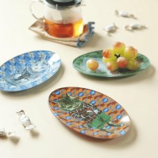 画像7: 【ナタリー・レテ / Nathalie Lete】＼４枚セット／ Glass Oval plate｜4点セット ガラスプレート皿 だ円｜Tabby cat / Black cat / Blue eye / Maya｜ねこ猫ネコ (7)