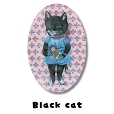 画像3: 【ナタリー・レテ / Nathalie Lete】＼４枚セット／ Glass Oval plate｜4点セット ガラスプレート皿 だ円｜Tabby cat / Black cat / Blue eye / Maya｜ねこ猫ネコ (3)