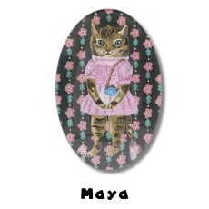 画像5: 【ナタリー・レテ / Nathalie Lete】＼４枚セット／ Glass Oval plate｜4点セット ガラスプレート皿 だ円｜Tabby cat / Black cat / Blue eye / Maya｜ねこ猫ネコ (5)