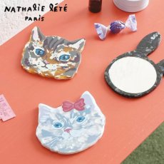 画像1: ナタリー・レテ / Nathalie Lete｜Mirror ミラー｜ねこの顔型ミラー｜4種類から選べる Tabby cat / Black cat / Gray cat / Maya｜携帯用鏡｜猫ねこネコキャットcat (1)