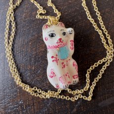 画像6: 【ナタリー・レテ / Nathalie Lete】Necklace Lucky cat｜真鍮ネックレス ラッキーキャット ホワイト(白)｜ブラスアクセサリー 猫ねこネコ (6)