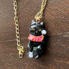画像5: 【ナタリー・レテ / Nathalie Lete】Necklace Lucky cat-BK｜真鍮ネックレス ラッキーキャット ブラック(黒)｜ブラスアクセサリー 猫ねこネコ (5)