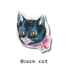 画像1: 【ナタリー・レテ / Nathalie Lete】Phone grip スマホグリップ 「Black cat」｜スマホリング携帯電話アクセサリー・スマホスタンド｜落下防止・片手操作・安定化・手ブレ軽減・指楽負担軽減｜ねこ猫ネコcat (1)