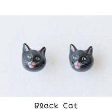 画像1: 【ナタリー・レテ / Nathalie Lete】Pierce Black cat｜黒猫 ピアス ブラックキャット｜アクセサリー｜ねこネコ (1)