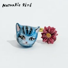 画像2: 【ナタリー・レテ / Nathalie Lete】Two motifs ring Blue Cat Size:11｜真鍮の指輪 ブラスリング 11号｜アクセサリー 猫ねこネコ (2)