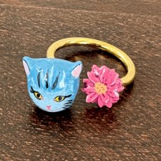 画像12: 【ナタリー・レテ / Nathalie Lete】Two motifs ring Blue Cat Size:11｜真鍮の指輪 ブラスリング 11号｜アクセサリー 猫ねこネコ (12)