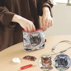 画像1: 【ナタリー・レテ / Nathalie Lete】Velour pouch Black cat｜ベロアポーチ｜2種類から選べる Black cat / Maya｜ねこネコcat (1)